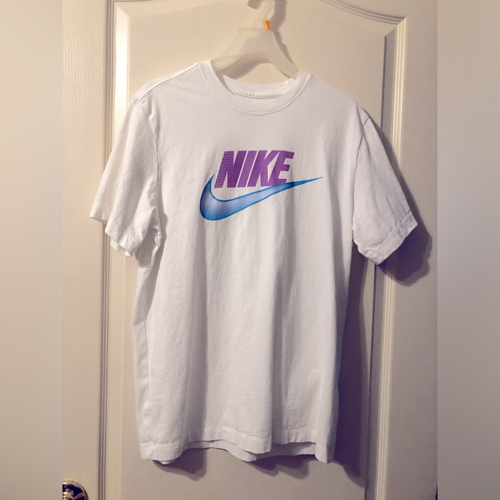 Nike White Tee with Purple/Blue Logo